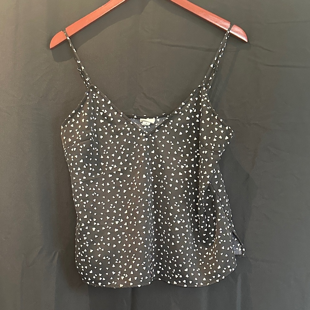 a new day Black and White Heart Print Camisole